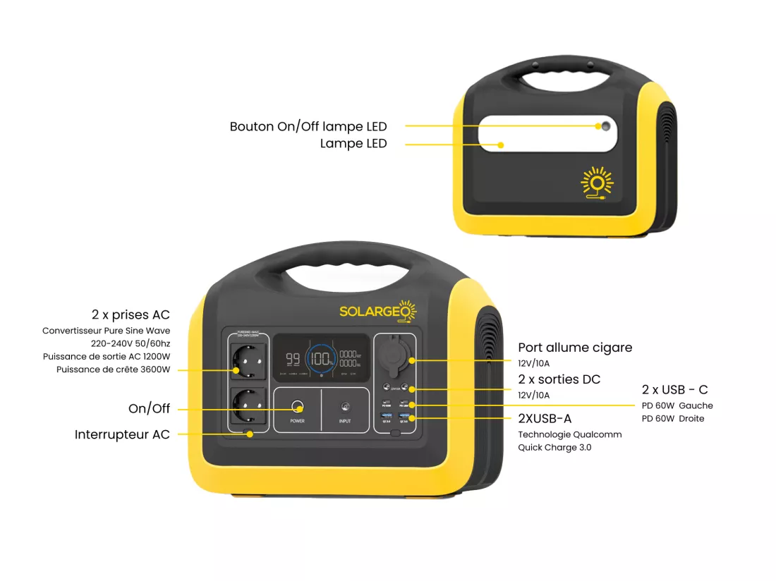 Générateur solaire - Capacité 992 Wh - 1200 W - HELIOSER