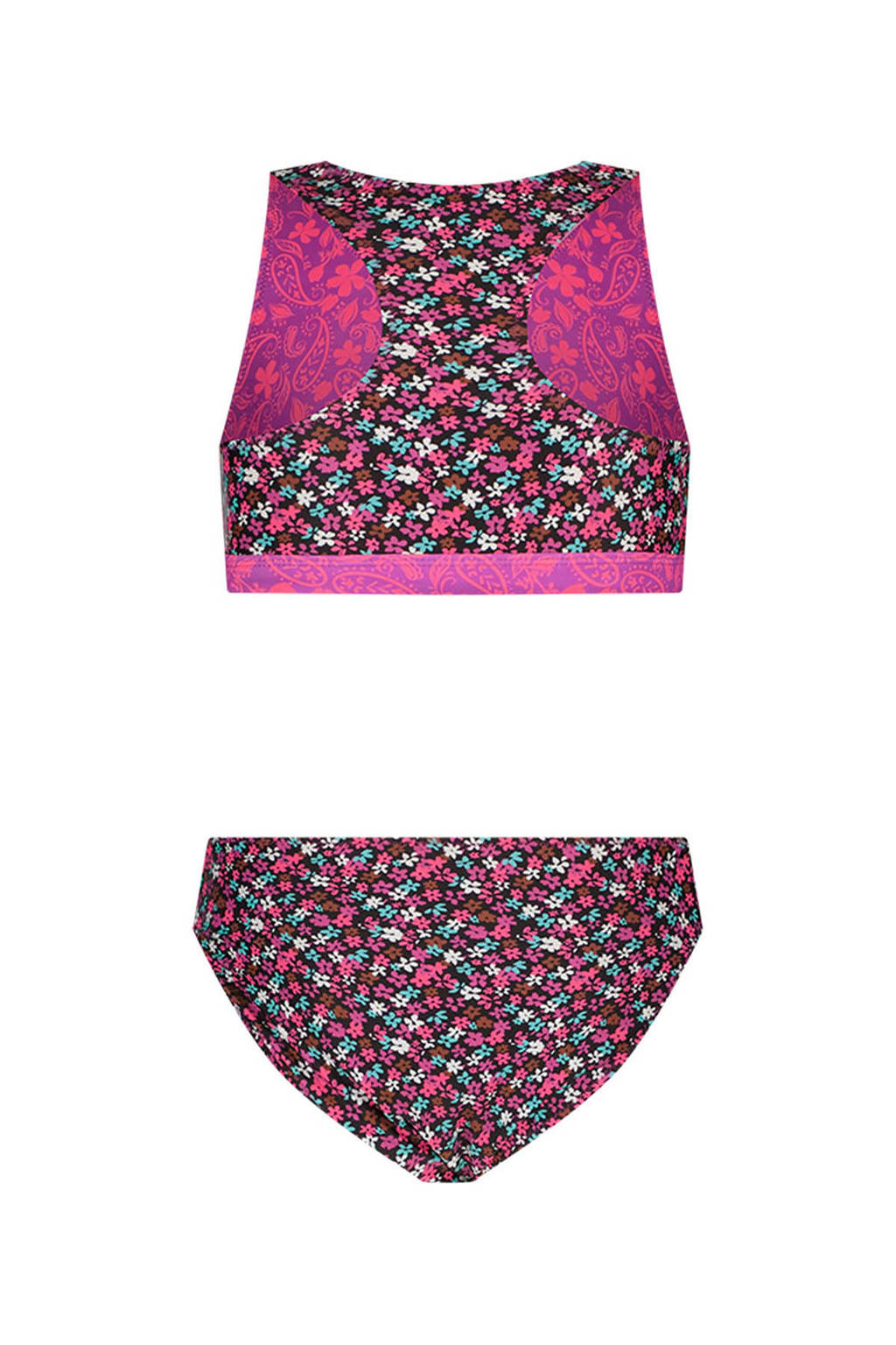reversible crop bikini zwart/roze