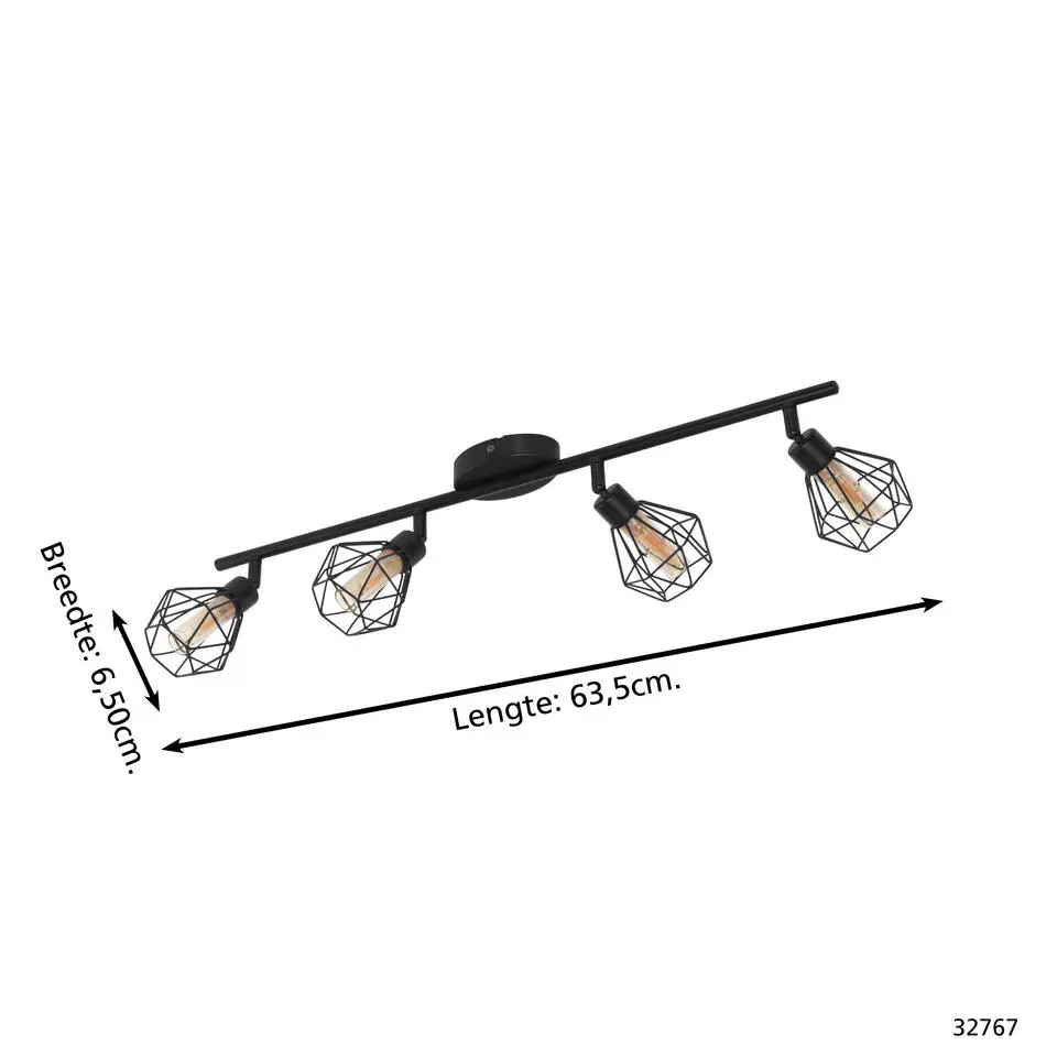 EDI light Zapata 1 Opbouwspot - 4 lichts - G9 - Glas - Amber