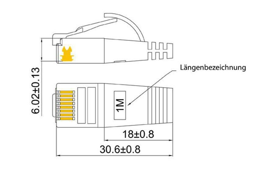 Slimpatchkabel RJ-45 - RJ-45, Cat 6, STP, 0.75 m, RotGeschirmtes Twisted-Pair-Kabel (STP) mit Klinkenschutz