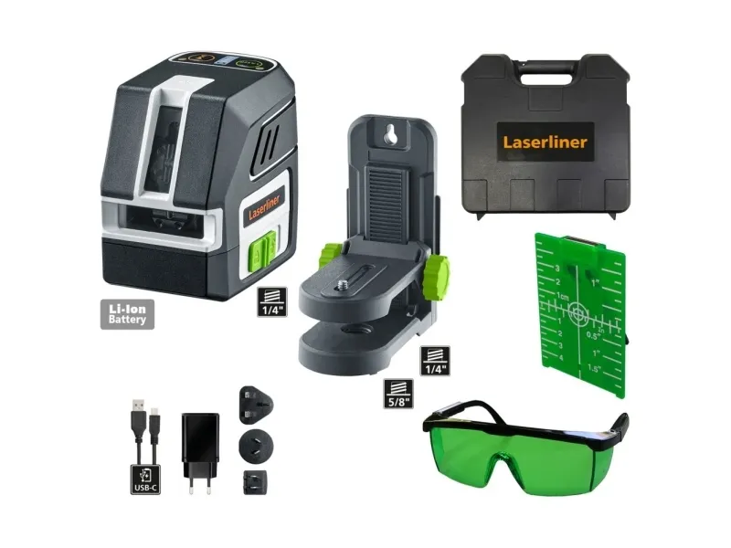 Laserliner PocketCross-Laser 2G, Horisontal/vertikal, Linjeniveau, Sort, Grøn, 1/4,5/8