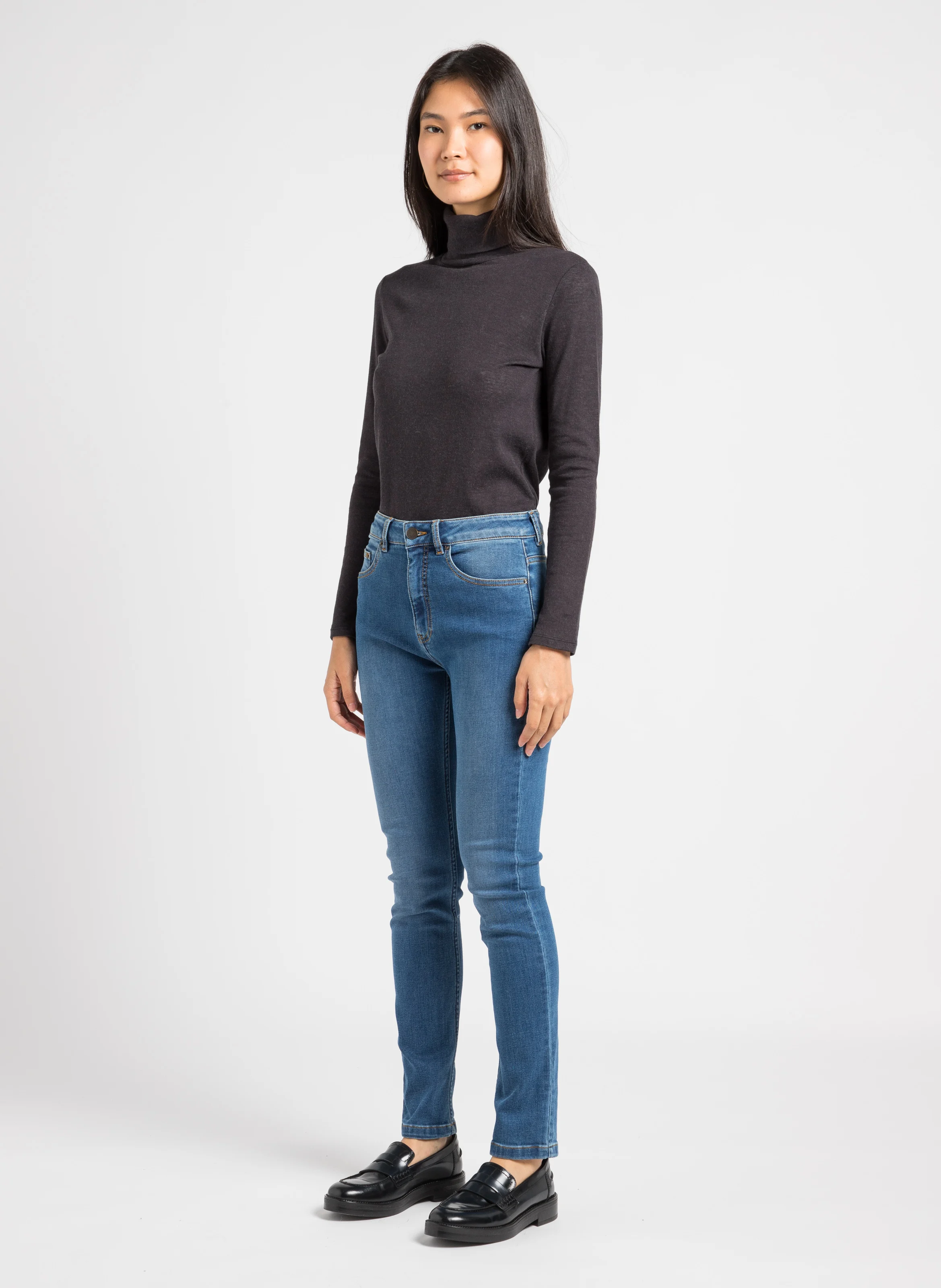 Top col roulé en coton mélangé | Kaki