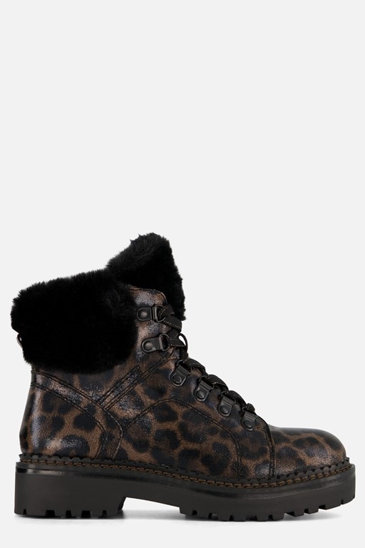 Tamaris Leopard Veterboots zwart Textiel