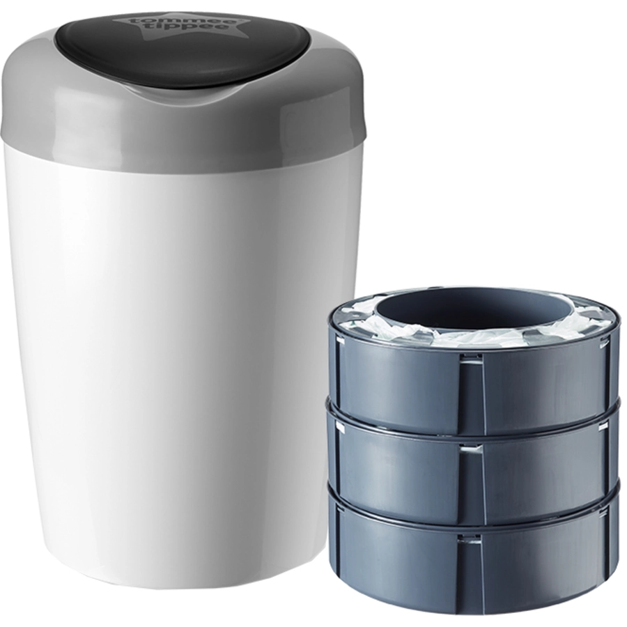 Tommee Tippee Windeleimer Sangenic Simplee inkl. 3 Kassetten weiß  grau