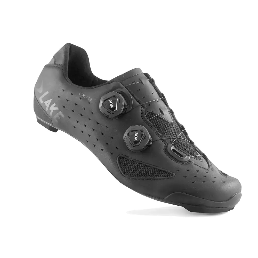 Lake CX238 Wide Wielrenschoenen Zwart/Zwart Heren