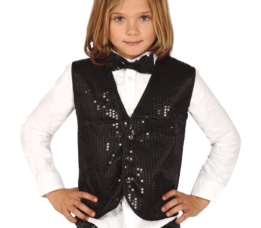 Zwarte Gilet Pailletten Kind