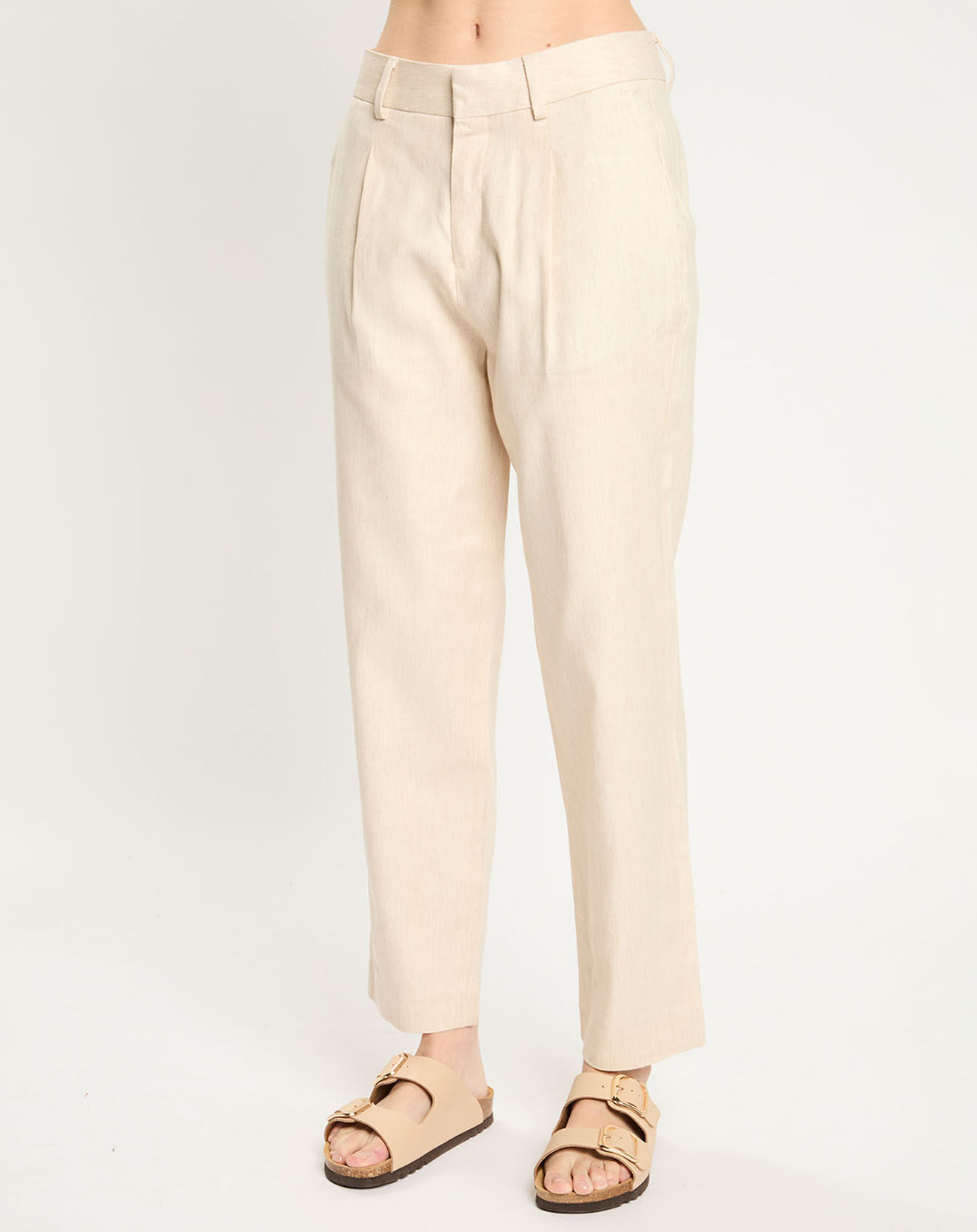 Scotch & Soda Pantalon en Lin mélangé à pinces écru