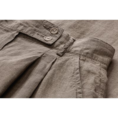 Damen-Bundfaltenhose, Braungrau