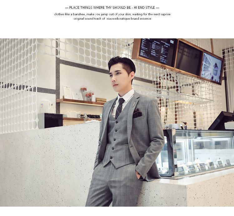 Deepwood - Set: Geruite blazer + pantalon + vest