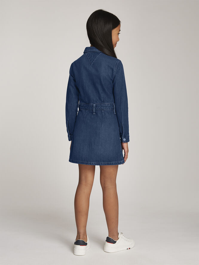 Tommy Hilfiger DENIM PLEATS DRESS LS Darkusedlyocell