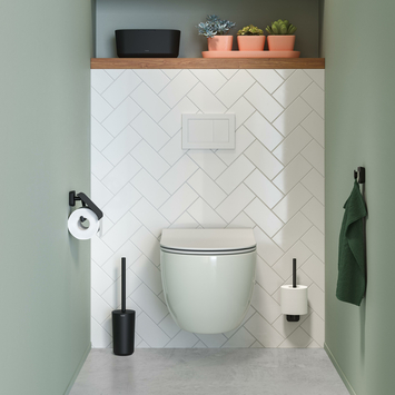 Tiger toiletrolhouder Carv met klep zwart