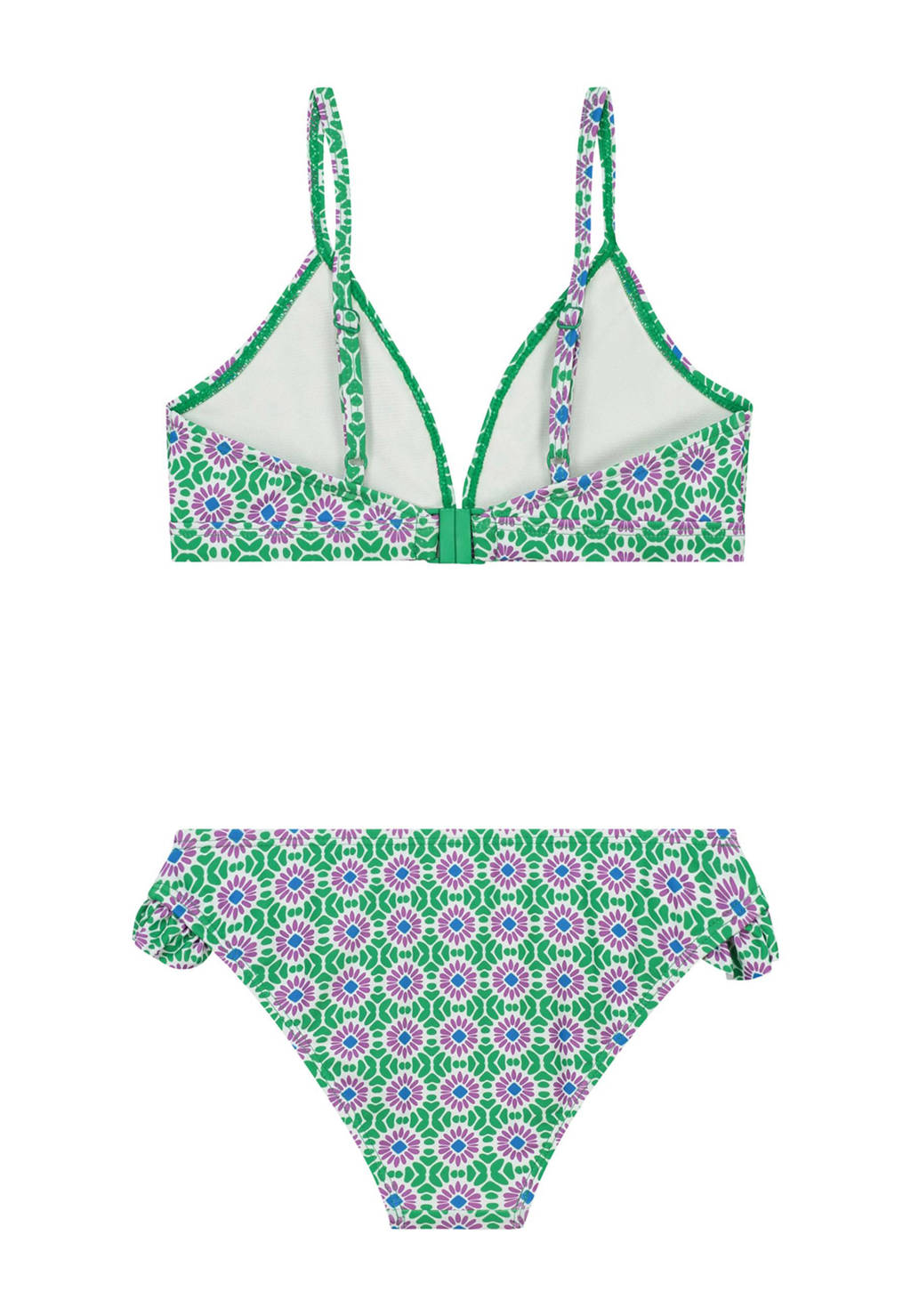 triangel bikini Blake met ruches groen/paars/wit