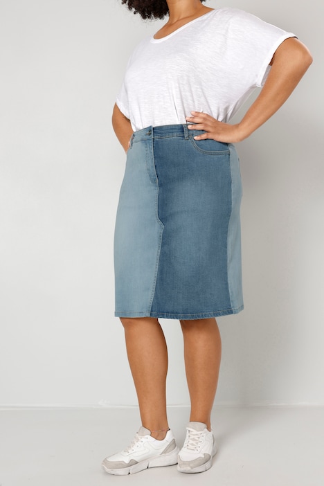Jeansrock, Straight Fit, zweifarbig, 5-Pocket