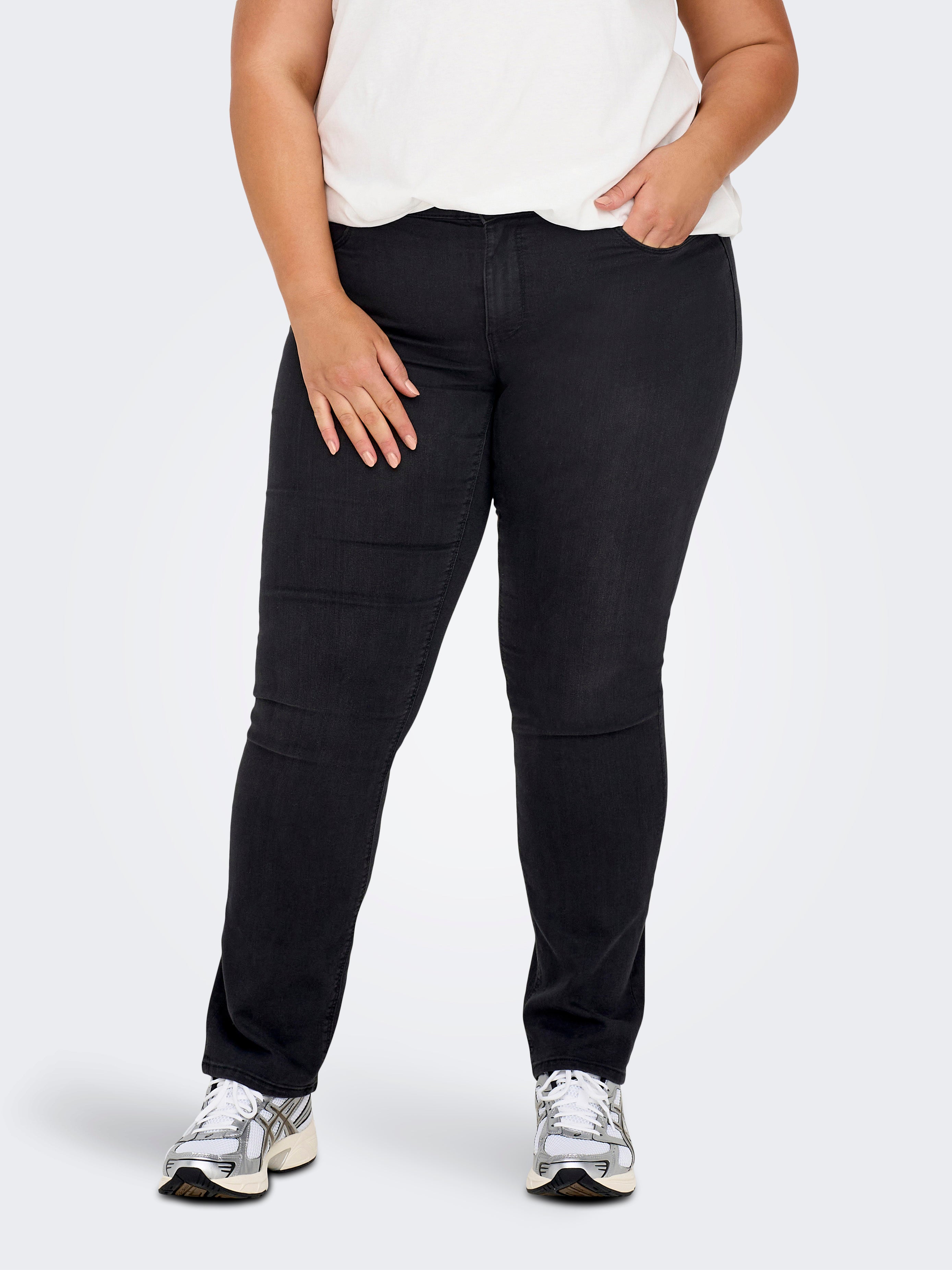 CARHIRIS Mittlere Taille Gerade geschnitten Jeans Washed Black