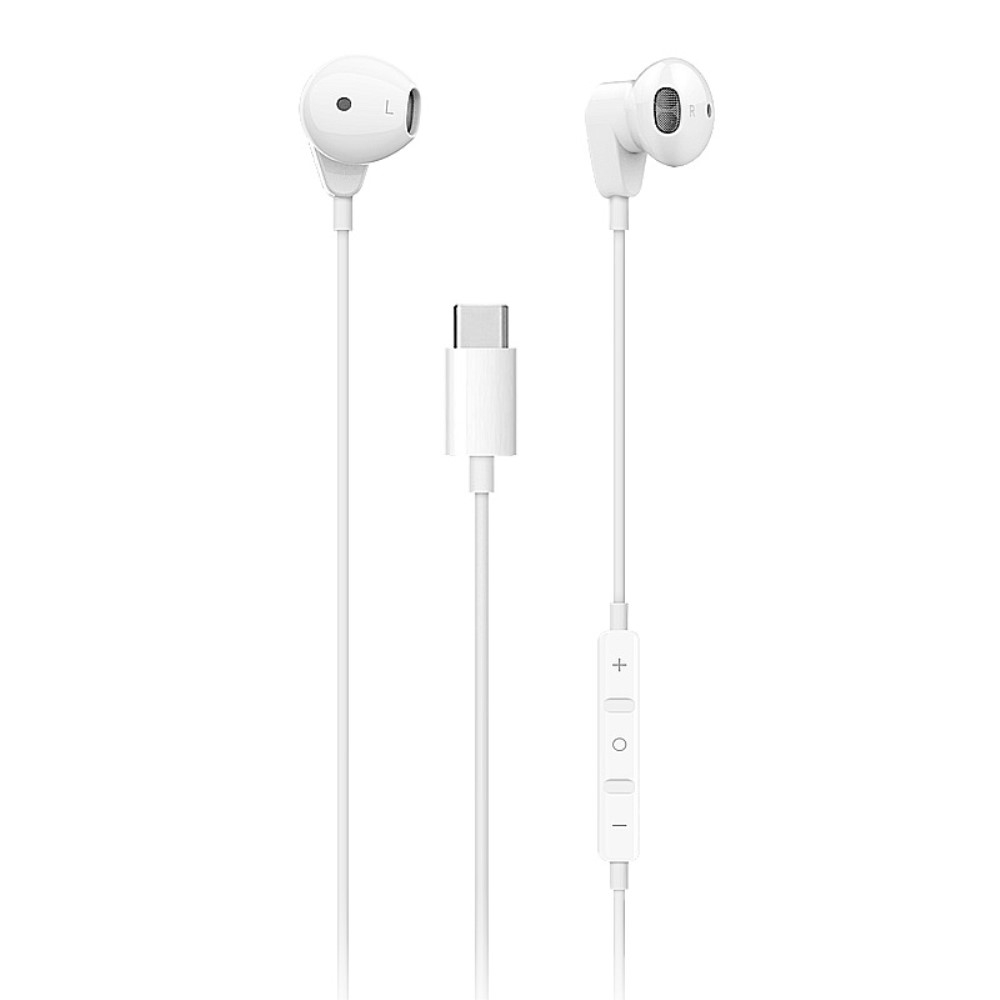 In-Ear Kopfhörer USB-C Anschluss mit Mikrofon und Lautstärkeregler - Weiss