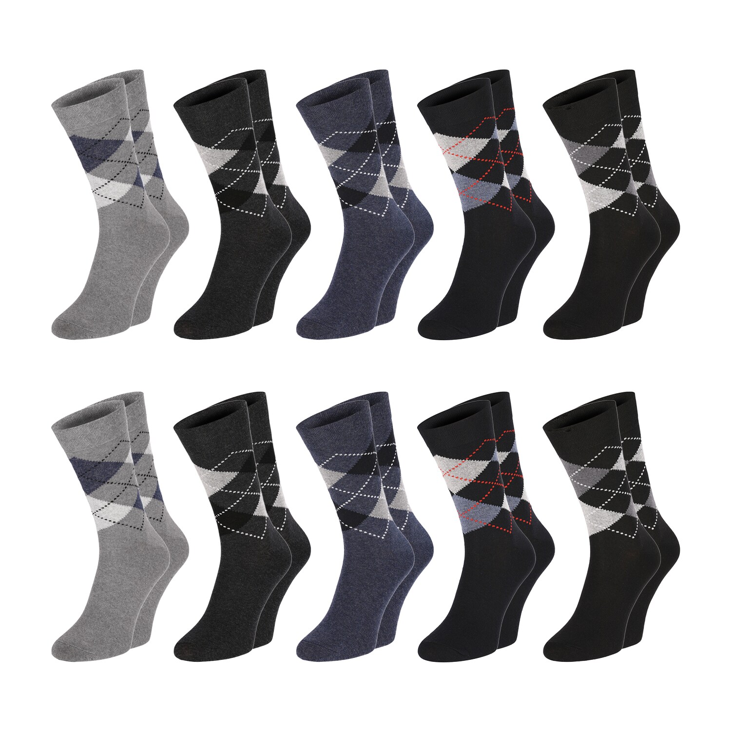 Chili Lifestyle Karo Socken 10 Paar Baumwolle Weichbund Damen Herren