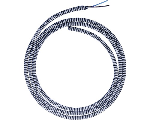 Textielkabel H03VV-F 2x0,75 zwart/zebra, verkocht per meter