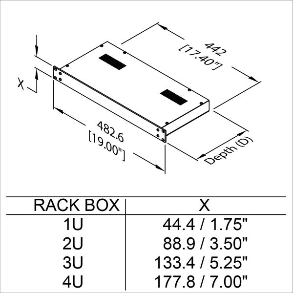 Penn Elcom R2100/1Uk 19 inch kast met frontplaat 220 mm diep 1U zwart
