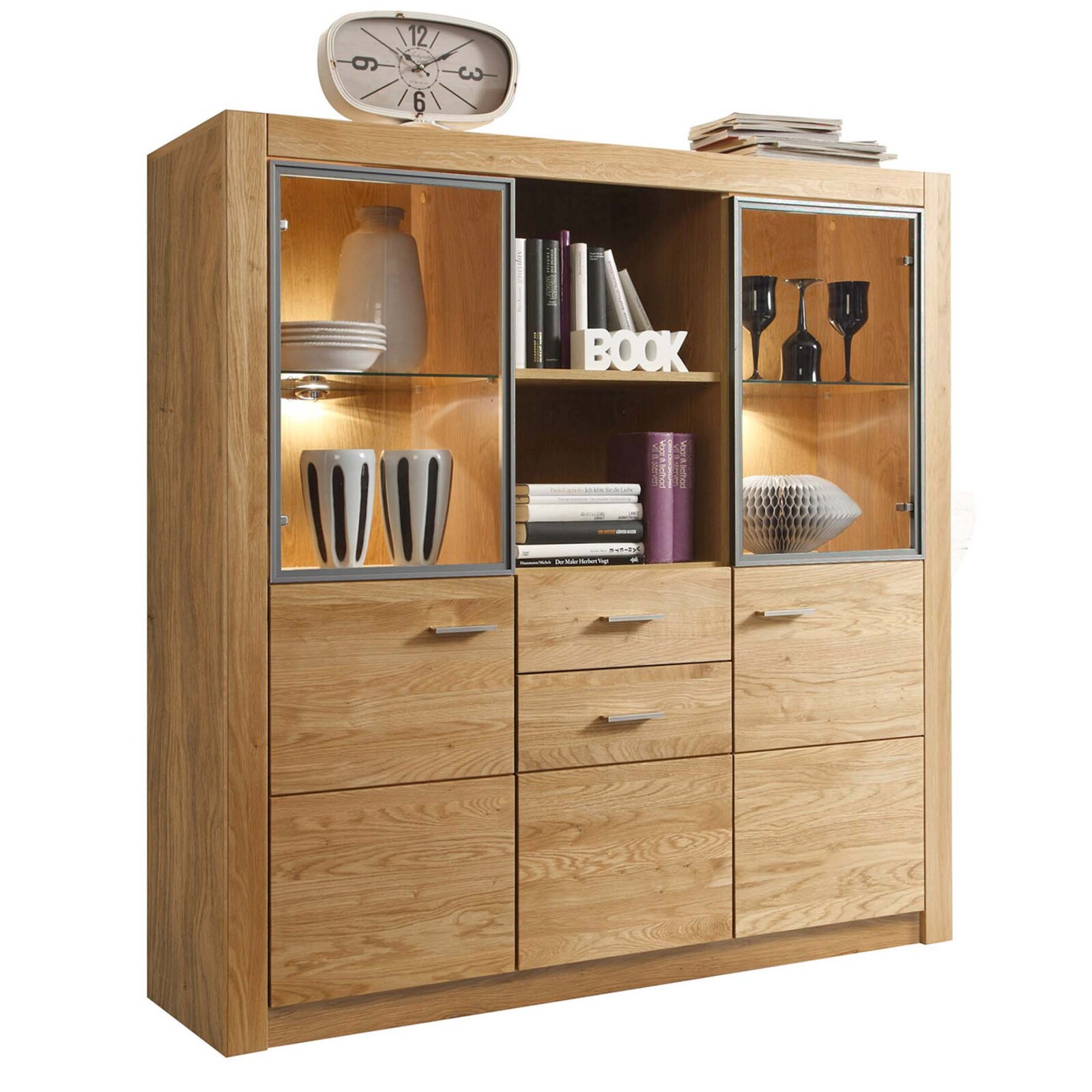Highboard HARTFORD - Wildeiche-Asteiche -137 cm breit