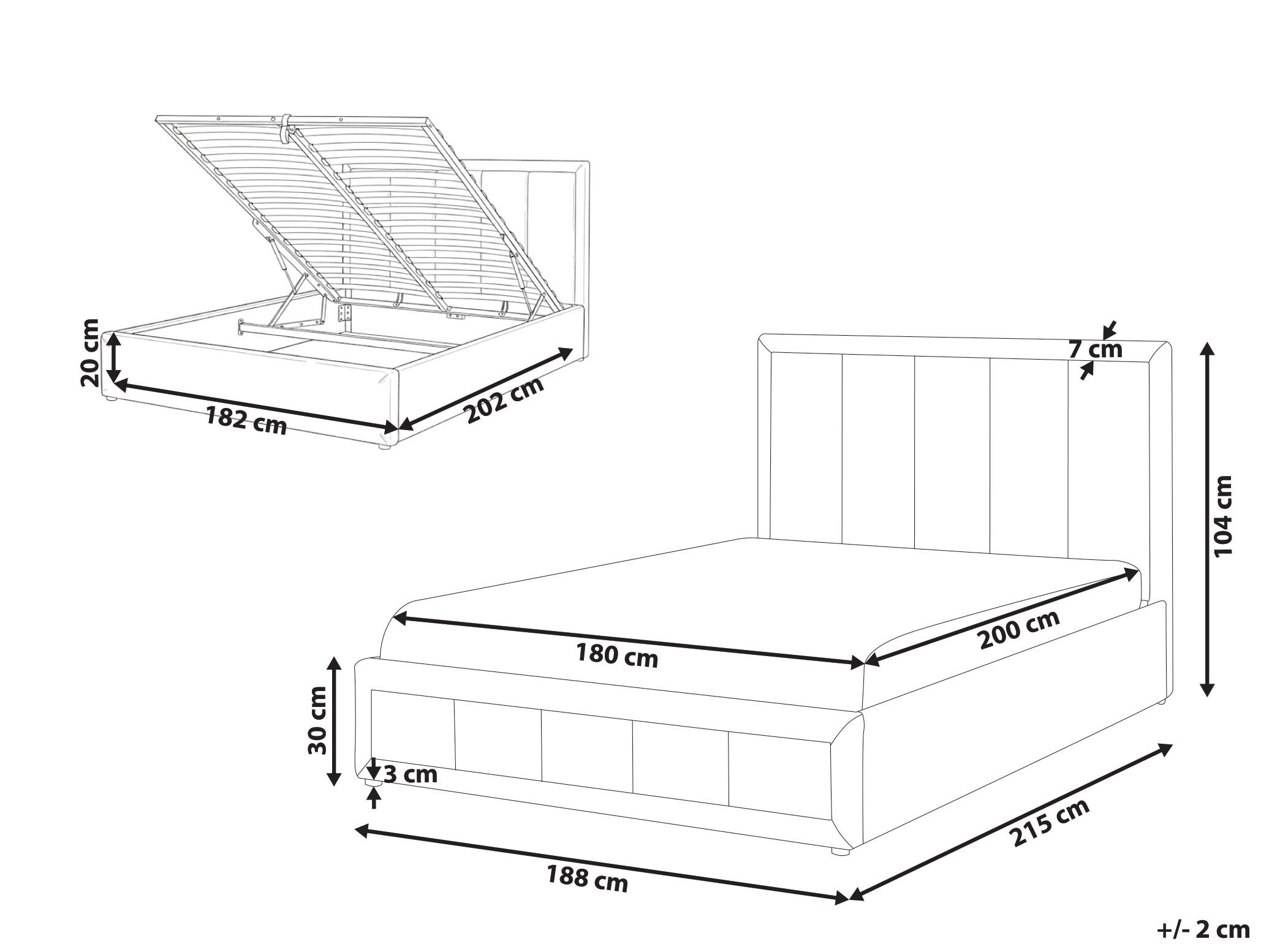 Bed met opbergruimte Stof QUIBERON 180 x 200 cm Taupe