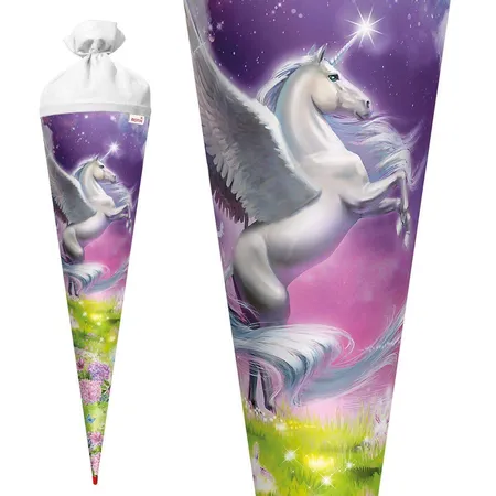 Roth Motiv-Schultüte, Magic Pegasus, 70cm, rund, Rot(h)-Spitze, Filzverschluss