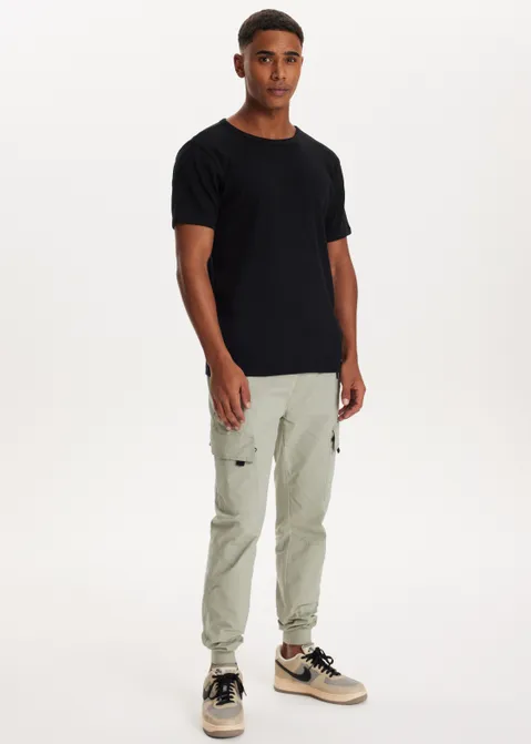 Basic rib t-shirt zwart (ZWART)