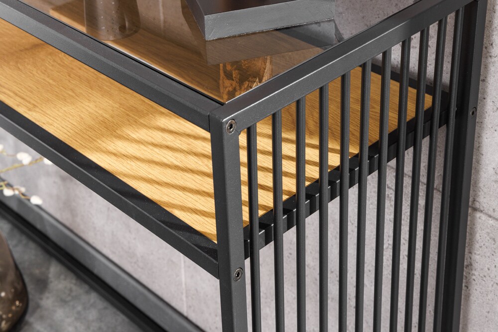 riess-ambiente Konsolentisch ARCHITECTURE - 120cm schwarz Wildeiche Rauchglas