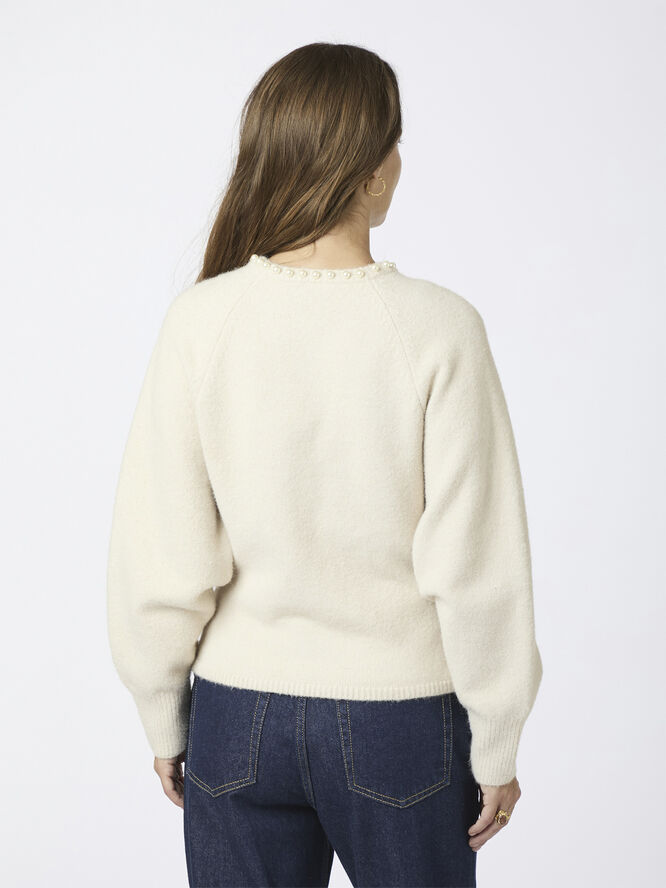 Neo Noir Lilly Pearl Knit Cardigan Ivory