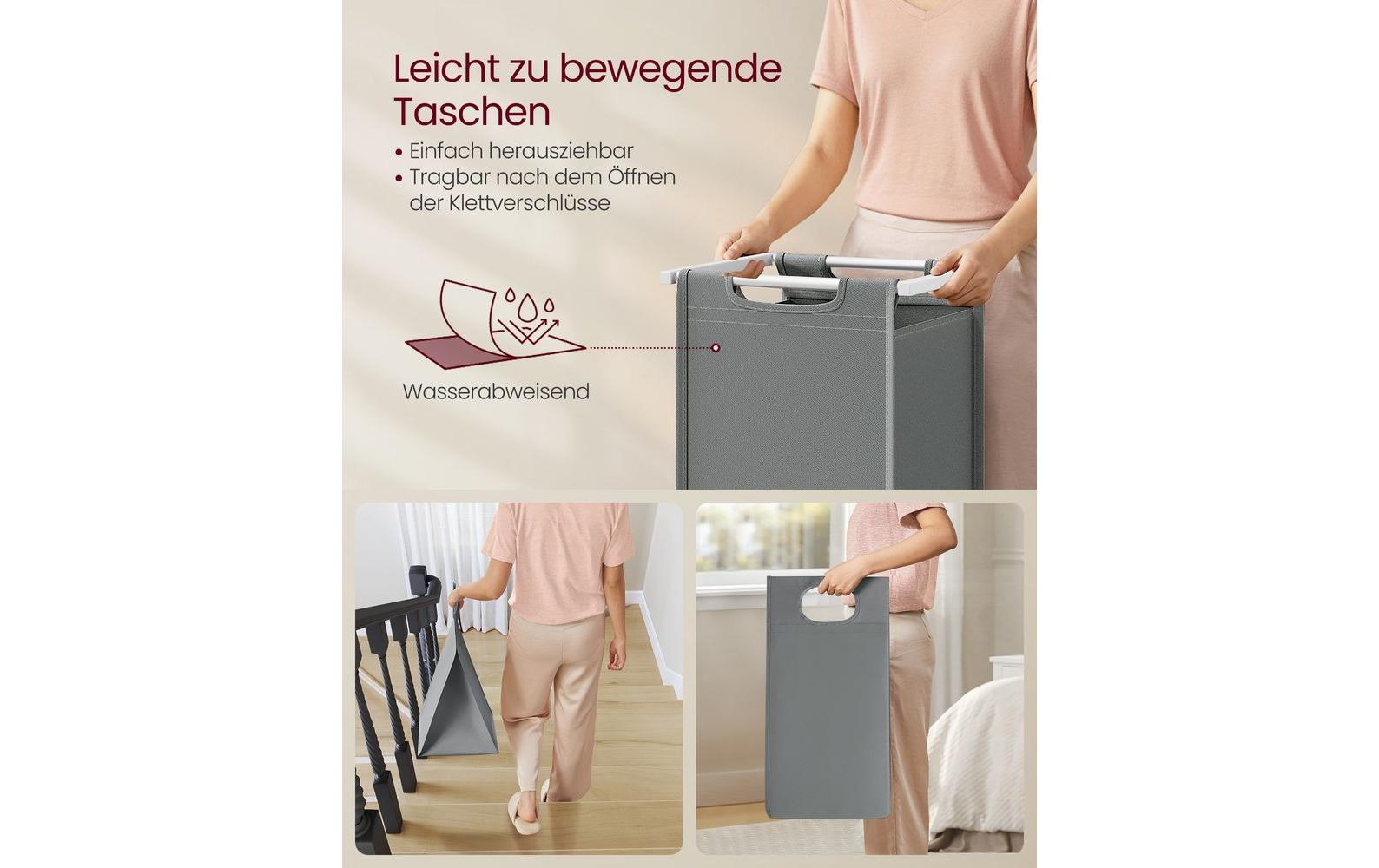 Wäschekorb mit Ablage 2 x 46 l, Grau/WeissWäschesammler