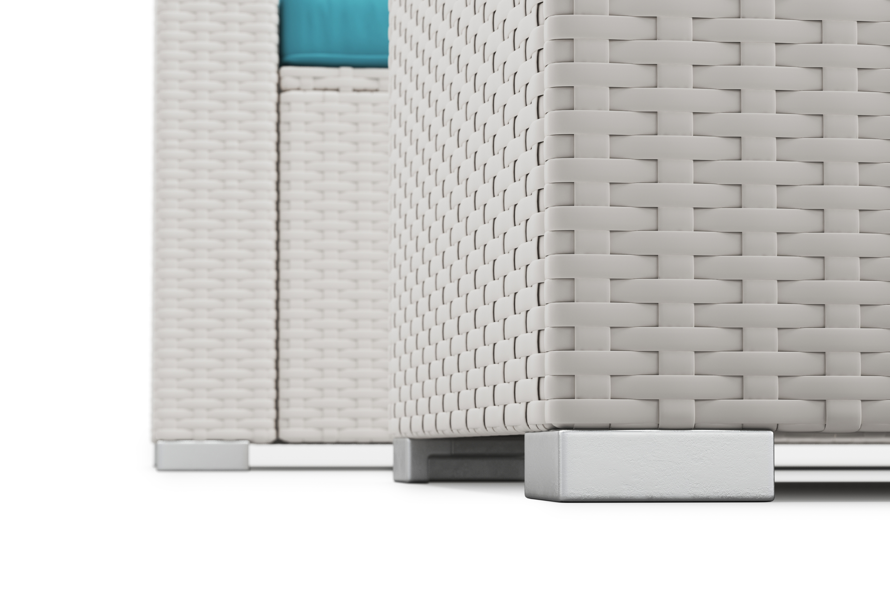 Rattanlounge SAN MARINO weiss/türkis
