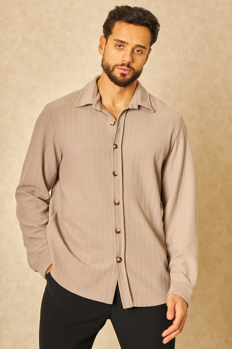 Chemise fluide épaisse texturée beige