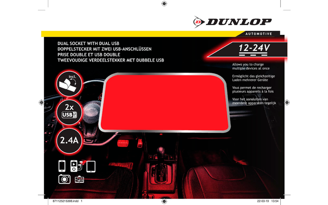 Dunlop Steckdose 12/24 V mit 2 x USB