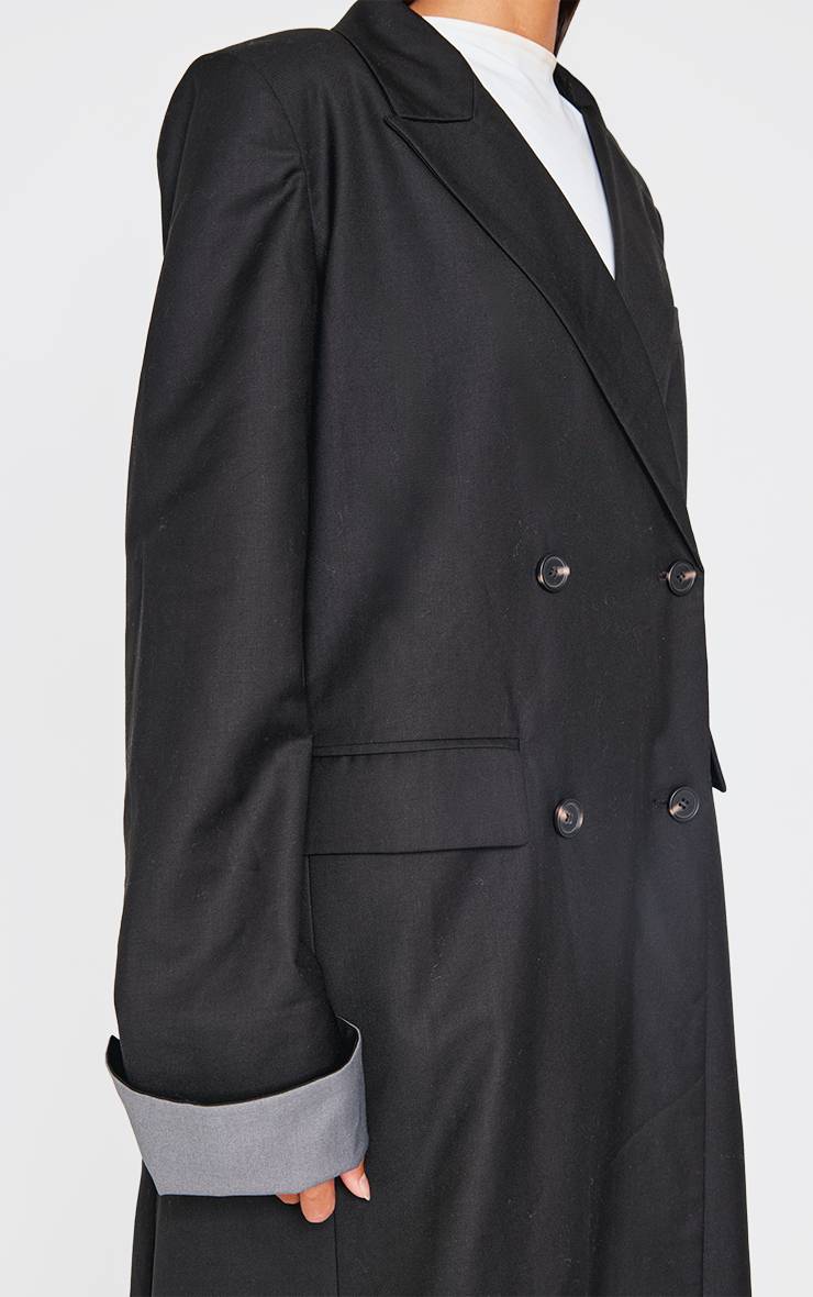 Noir Trench-coat Avec Finitions Tailleur