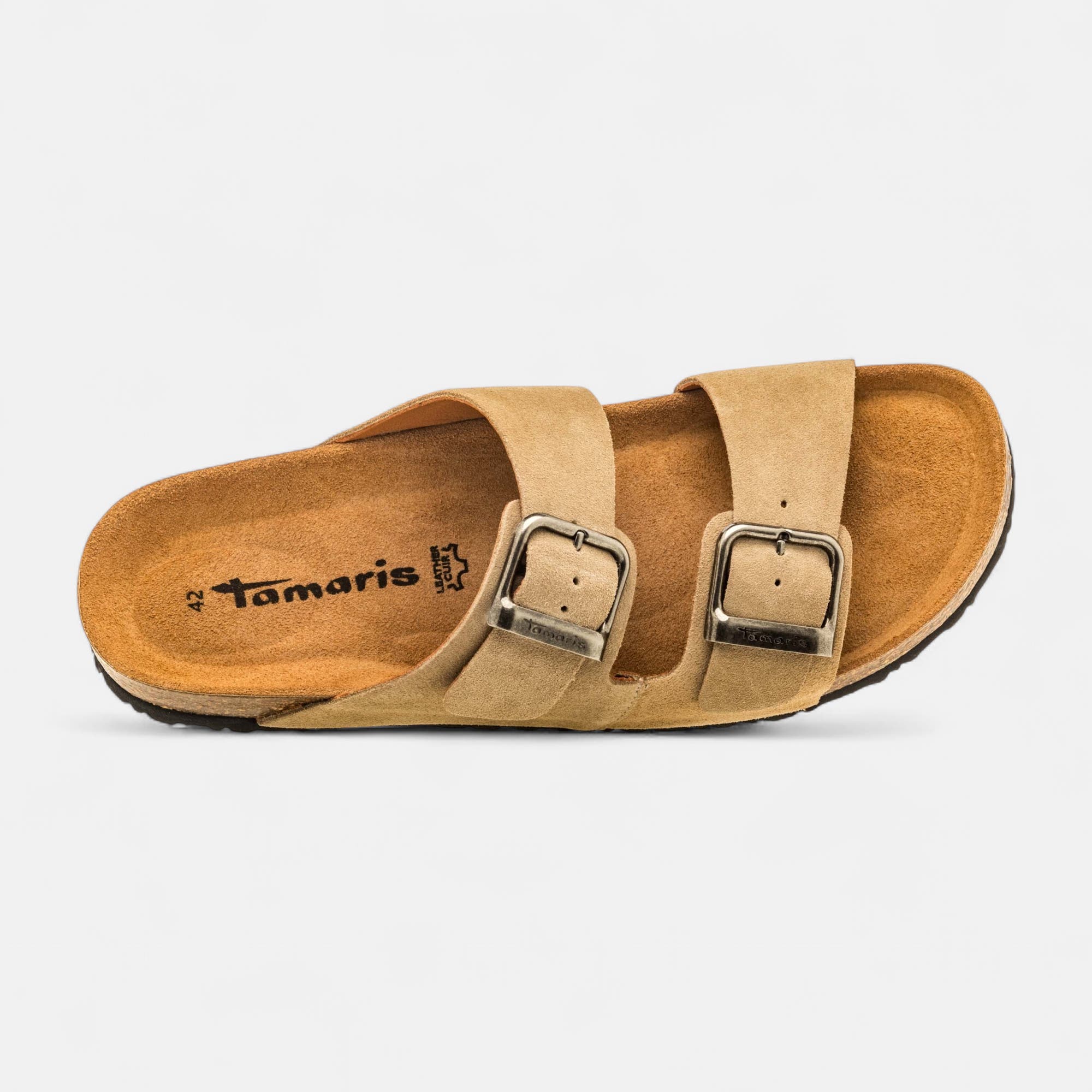 Mules semelle liège Homme en cuir beige