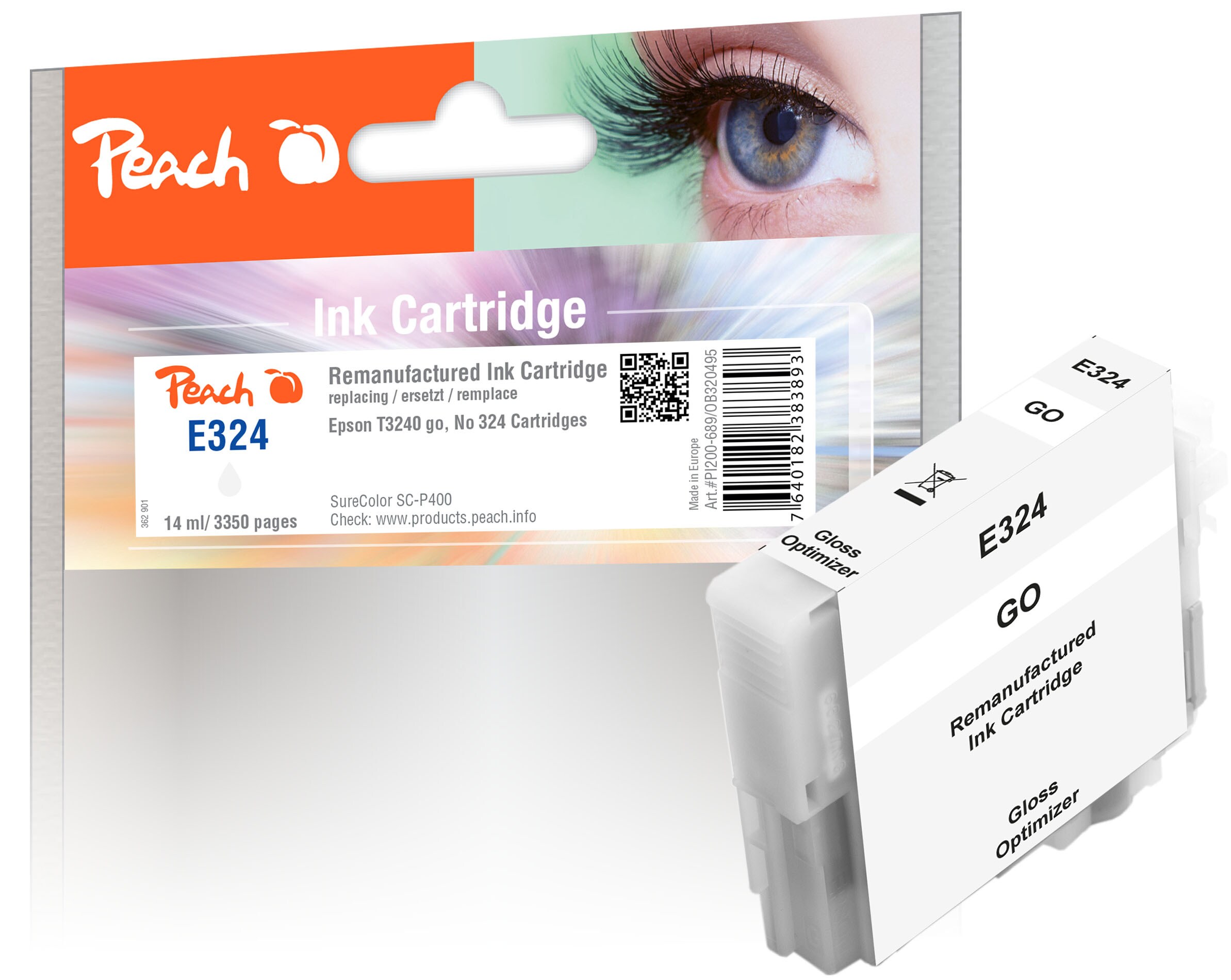 Peach E324Druckerpatrone gloss optimizer go ersetzt Epson T3240GO, C13T32404010 für z.B. Epson SureColor SCP 400 (wiederaufbereitet)