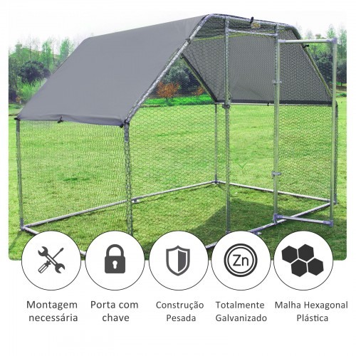 Galinheiro externo prateado para aves.