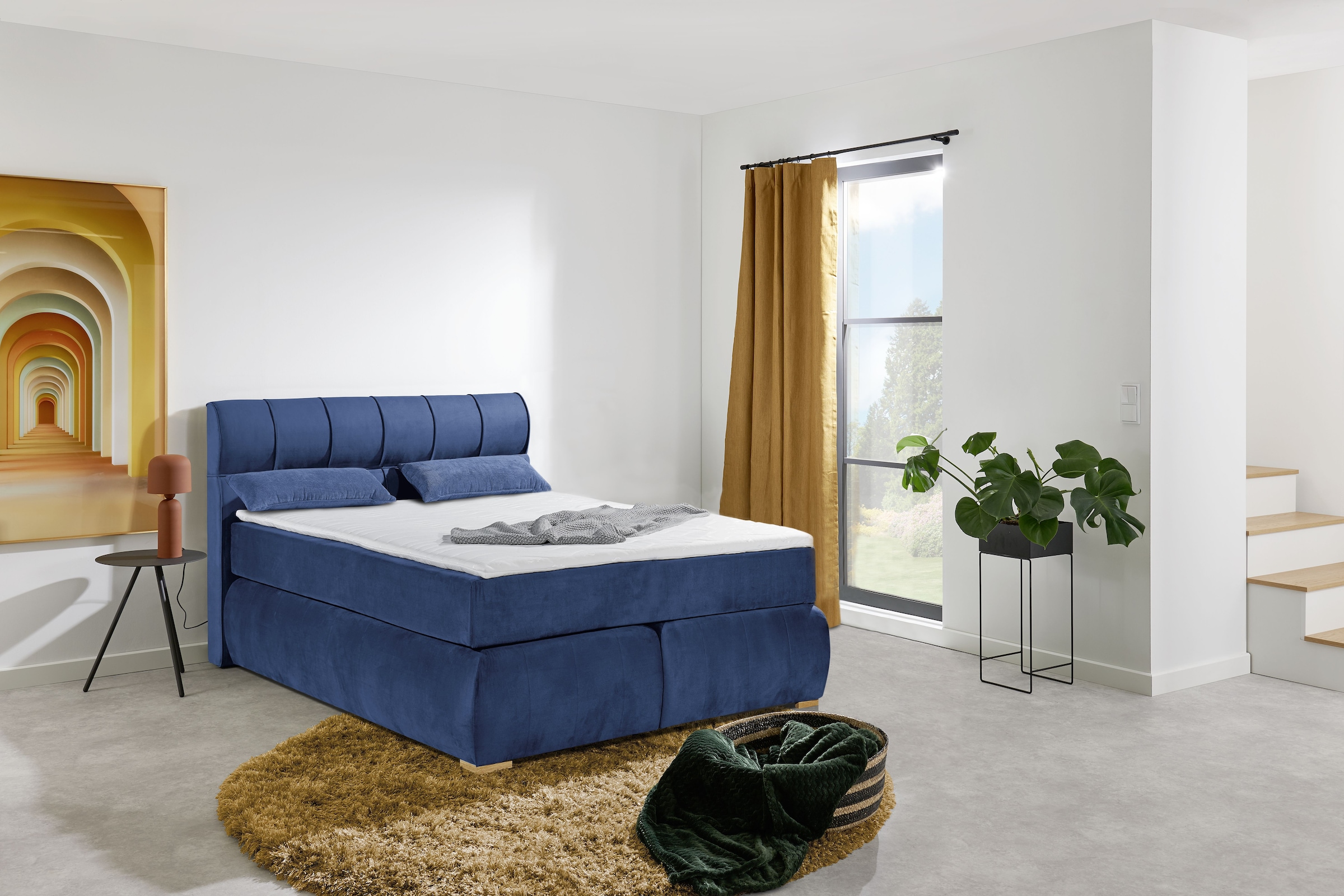 PLACES OF STYLE Boxspringbett »Felicia« in H4, inkl. Topper und Bettkasten