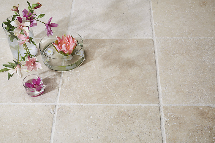 Dalle travertin beige 61 x 30,5 x 2 cm pierre naturelle
