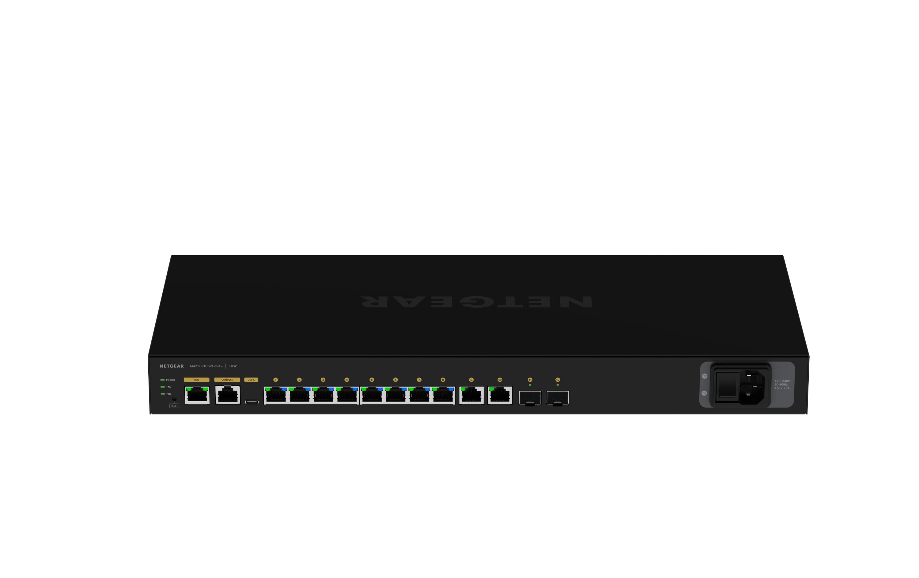 PoE+ Switch AV Line M4250-10G2F-PoE+ 12 Port<br>NETGEAR AV Line M4250-10G2F-PoE+ 8x1G PoE+ 125W 2x1G and 2xSFP Managed Switch (GSM4212P)