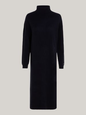 Vestido de malha midi de lã e cashmere com modelagem relaxada