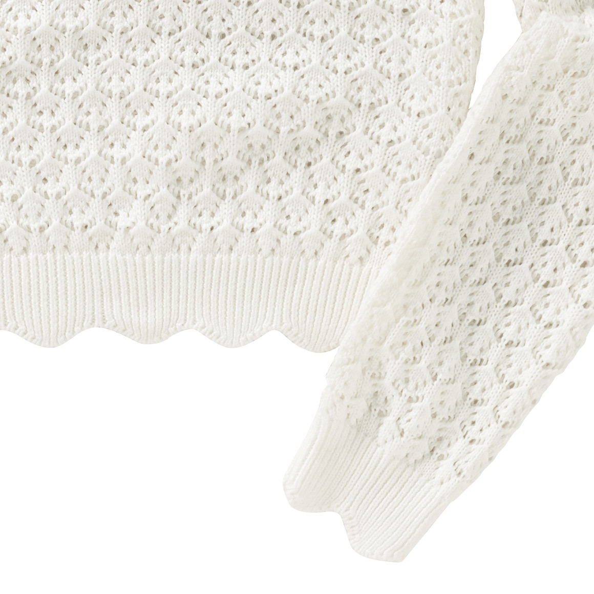 Yigga Mädchen Strickpullover mit Ajour-Muster weiss