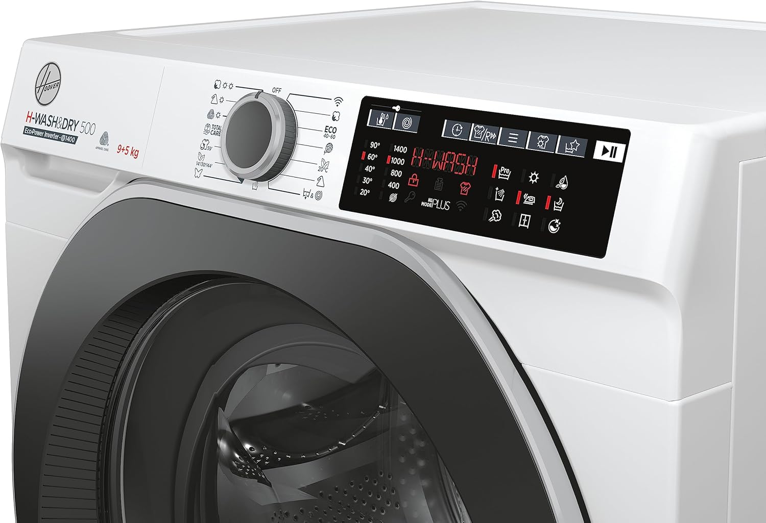 Hoover H-WASH&DRY 500 HD 495AMBS/1-S Waschtrockner/Energieeffizienzklasse D/A/Füllmenge Waschen 9 kg/Trocknen 5 kg/Active Steam/BPM Inverter Motor/Mix-Power-System/WiFi + Bluetooth
