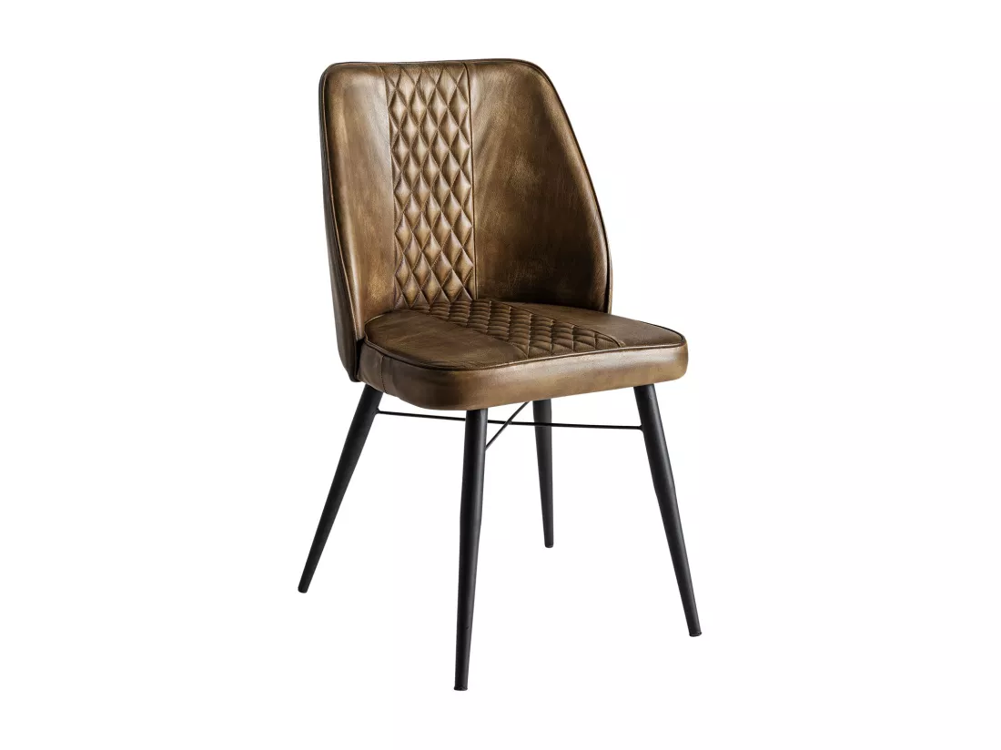 Chaise en peau camel en 48x48x82 cm