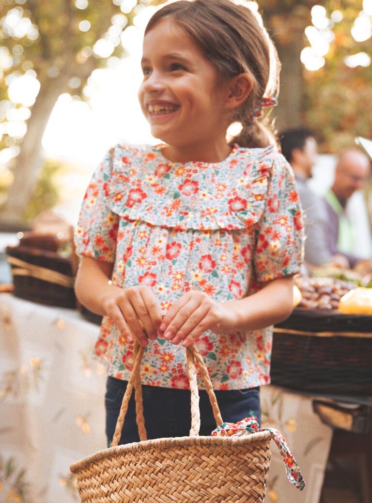 Blouse écrue à fleurs