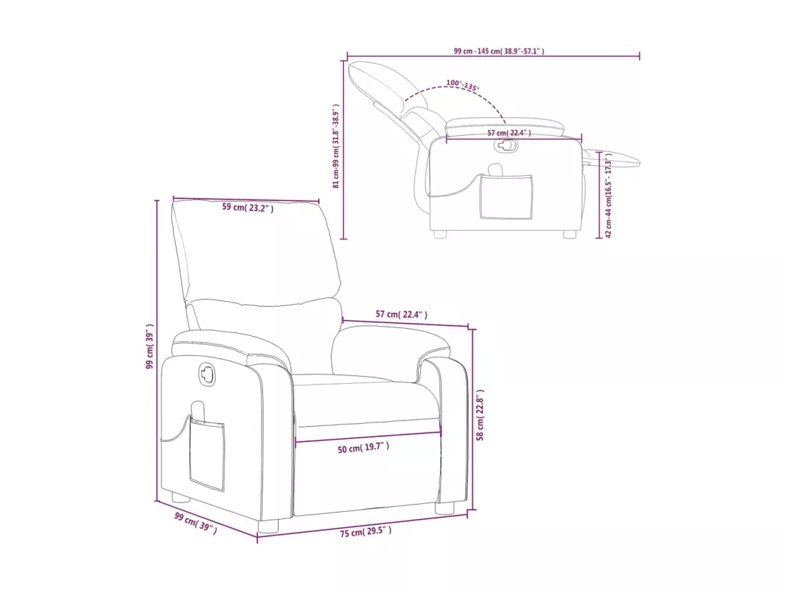 Fauteuil de massage inclinable Rouge bordeaux Similicuir