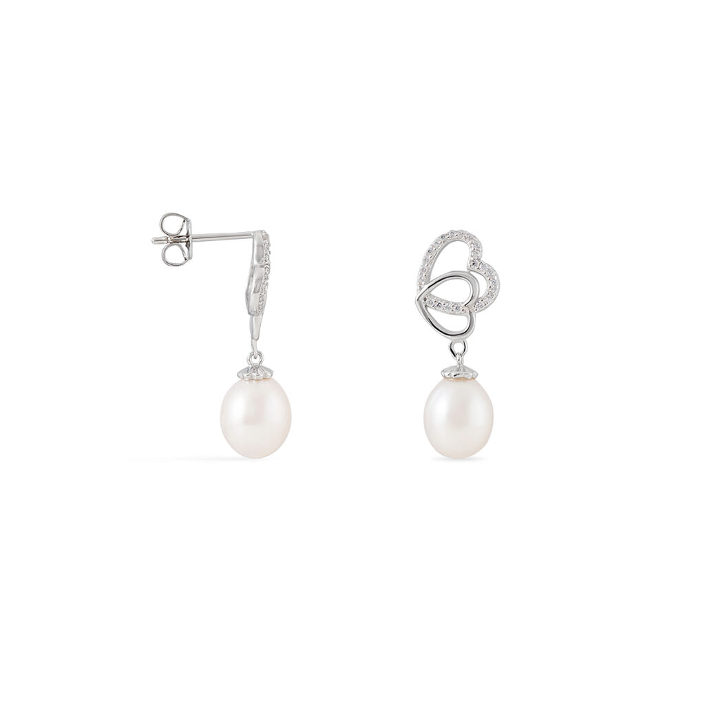 Boucles D'oreilles Pendantes Rosella Argent  Perle De Culture Et Oxyde