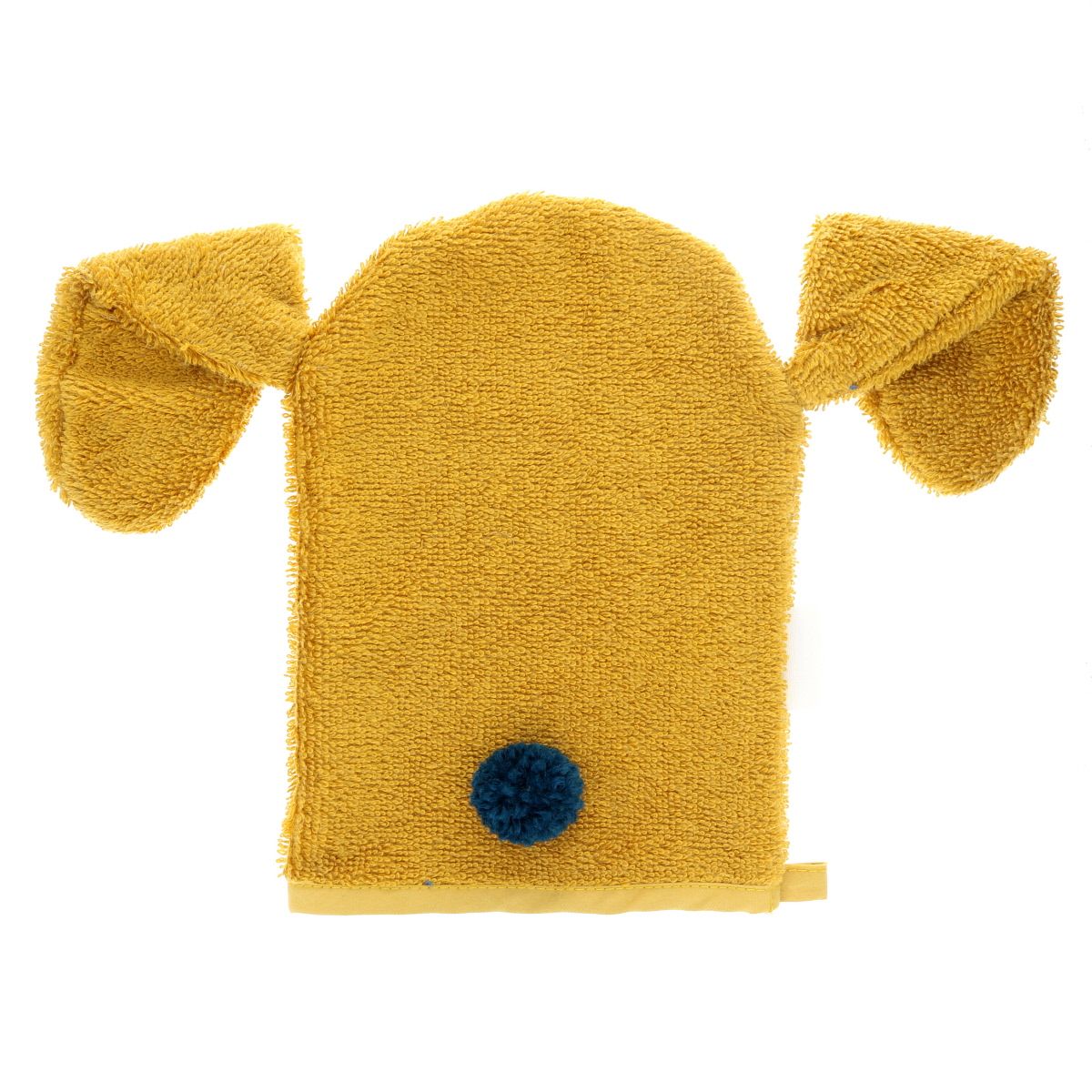 Gant de toilette lapin jaune moutarde