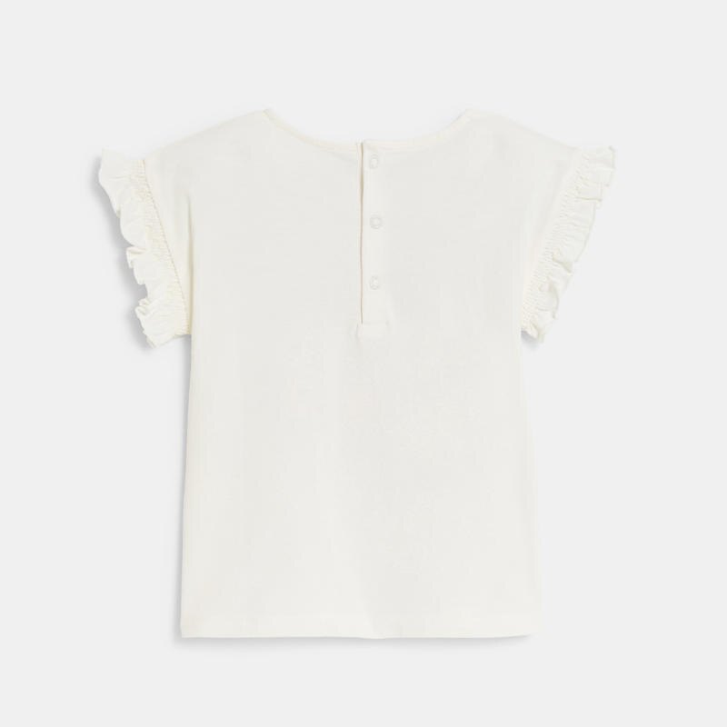 T-shirt brodé pomme d'amour blanc bébé fille Blanc