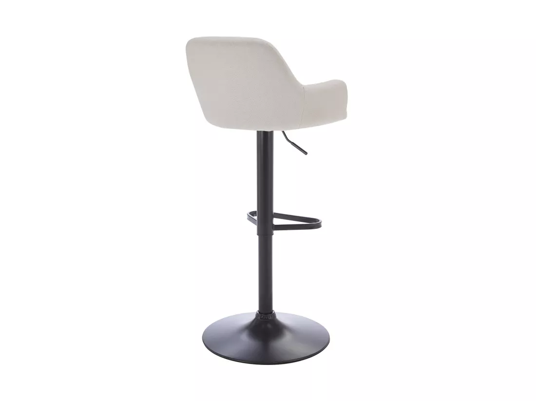 Tabouret de bar en tissu et métal noir - Hauteur réglable - Crème - ELEANA