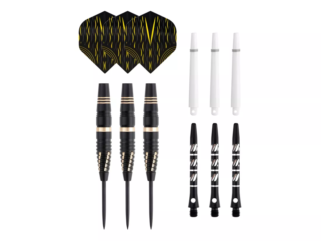 Jeu de 3 fléchettes pro pointe acier 24g Fire or - Doré